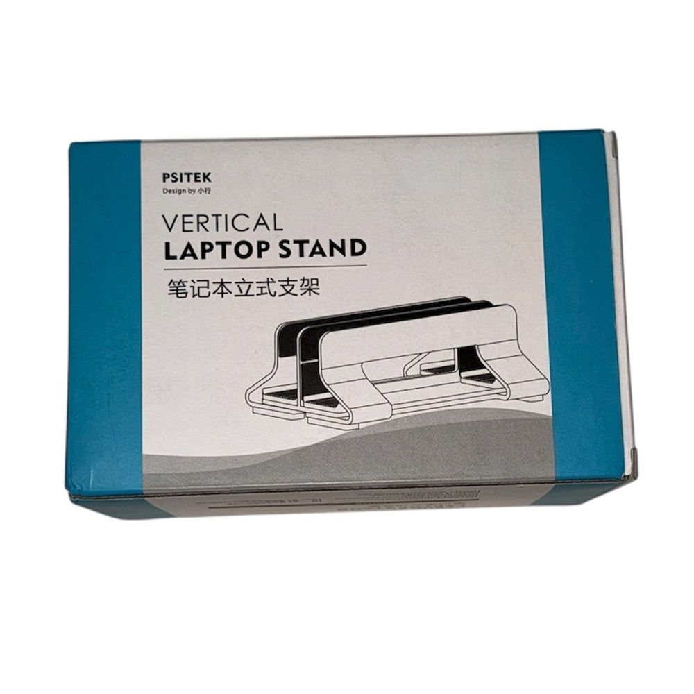 Psitek Vertical Laptop Stand Adjustable Aluminum Desk Organizer w Silicone Pads